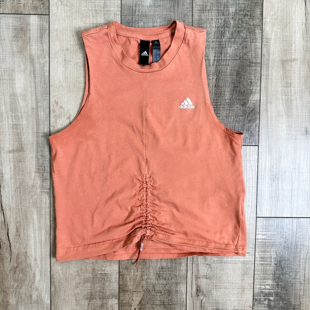 Adidas Women’s Burnt Orange Ruched Crop Tank Top